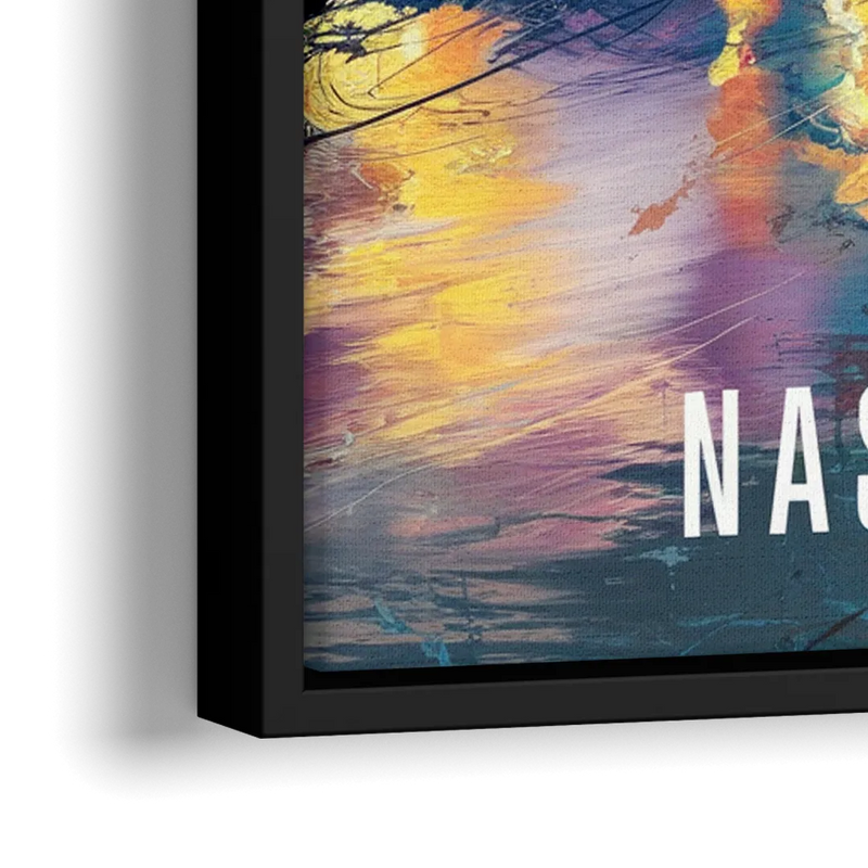 Nashville Artistic Skyline - Close-Up Black Frame Canvas