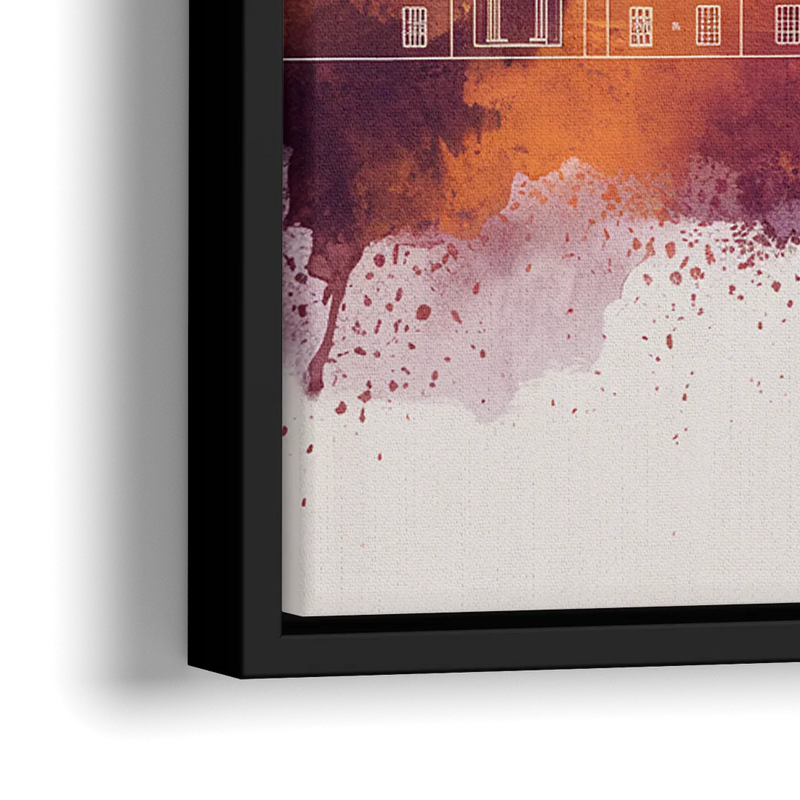 Louisville Sunset Over Skyline - Close-Up Black Frame Canvas