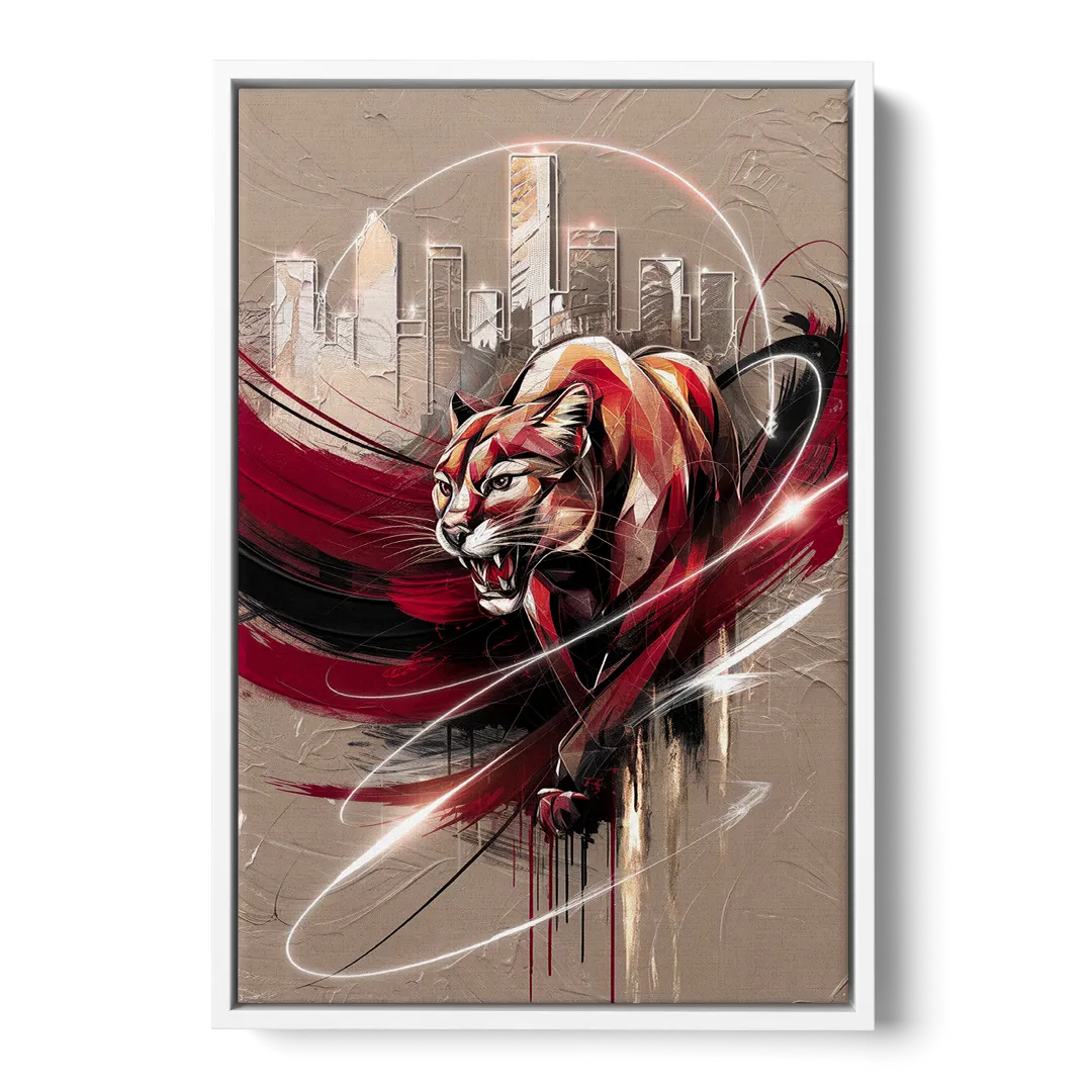Houston Cougars Passion - White Frame Canvas