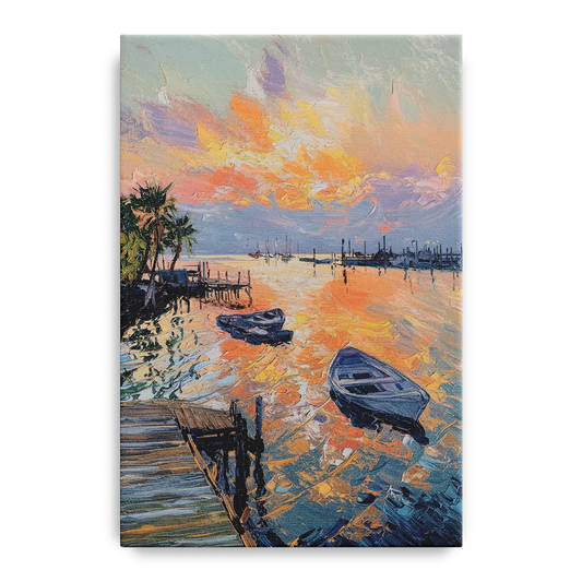 Galveston Sunset Harbor - Canvas Wall Art