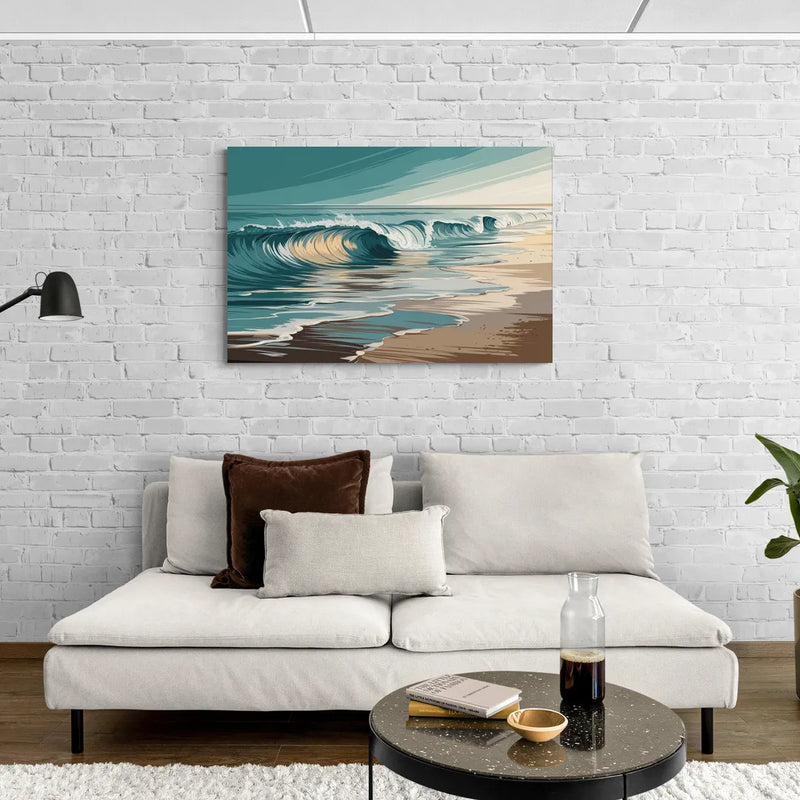 Galveston Ocean Waves - Canvas Wall Art Living Room