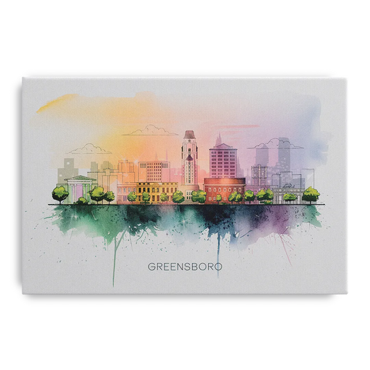 Greensboro Skyline Sunset - Canvas Wall Art