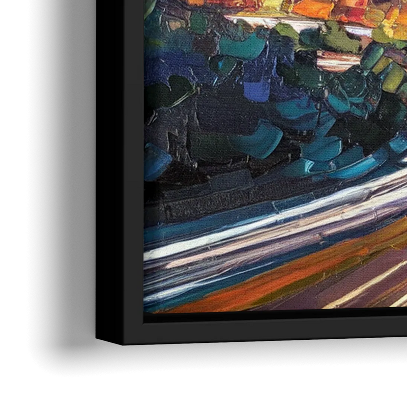 Atlanta Vibrant Downtown Scene - Close-Up Black Frame Canvas