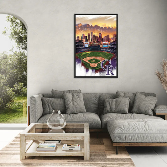 Denver Colorado Rockies - Living Room Black Frame Canvas