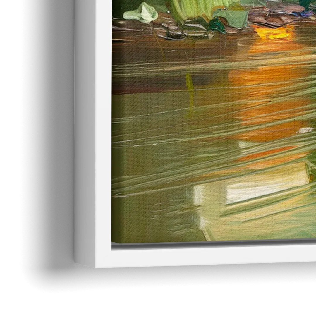 Ashland Riverfront Scene - Close-Up White Frame Canvas
