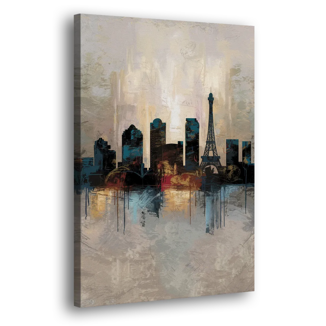 Las Vegas Skyline Silhouette - Canvas Print Art Sides
