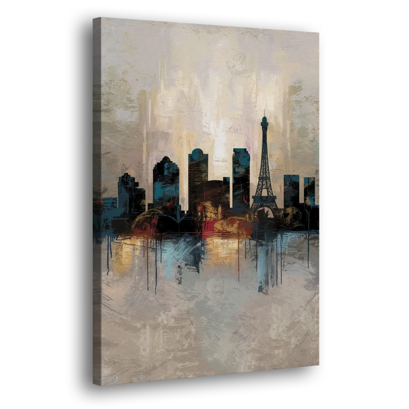 Las Vegas Skyline Silhouette - Canvas Print Art Sides