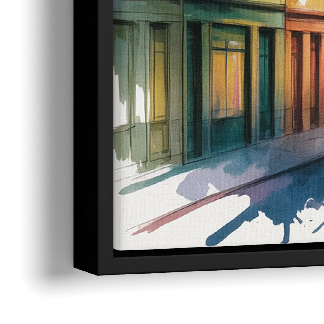 Qubec City by Night - Close-Up Black Frame Canvas