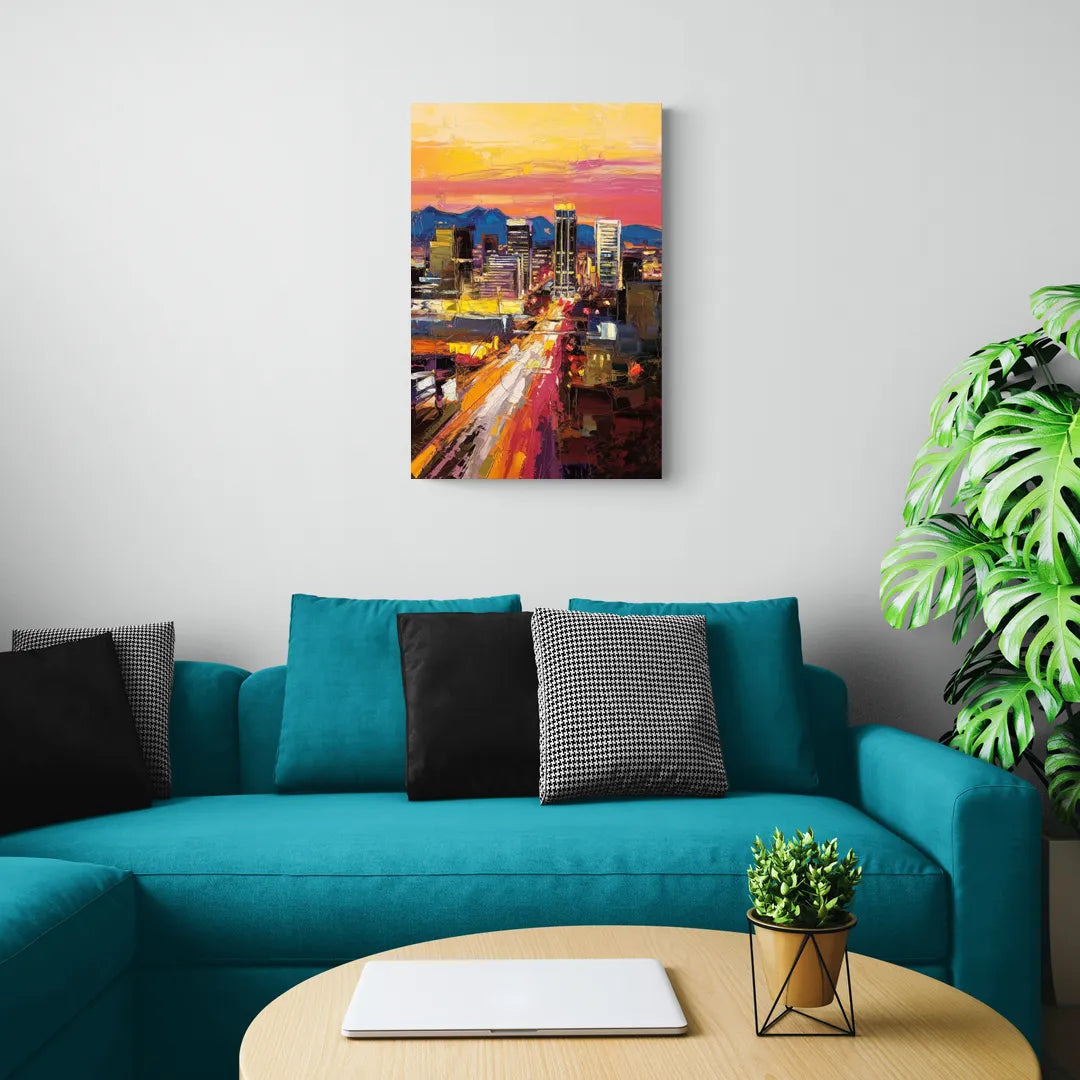 Phoenix Arizona Downtown Lights - Canvas Wall Art Living Room