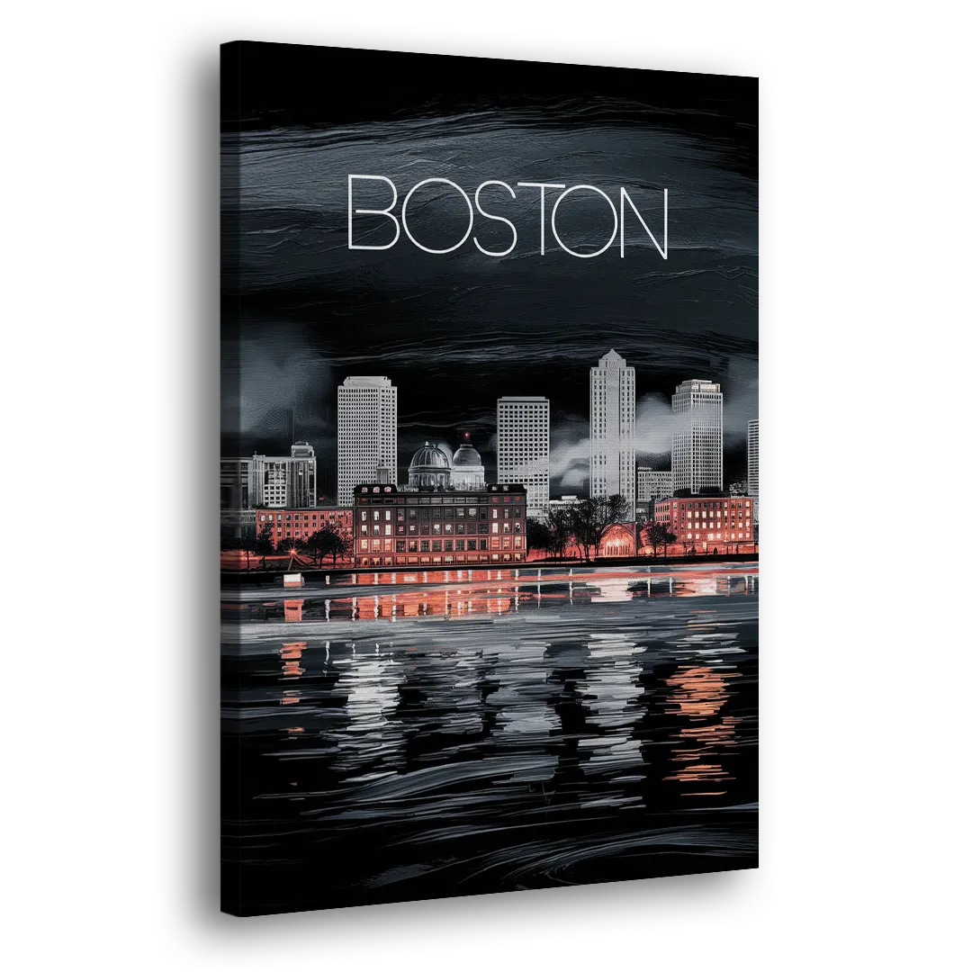 Boston Black and White Aesthetic - Canvas Print Art Sides