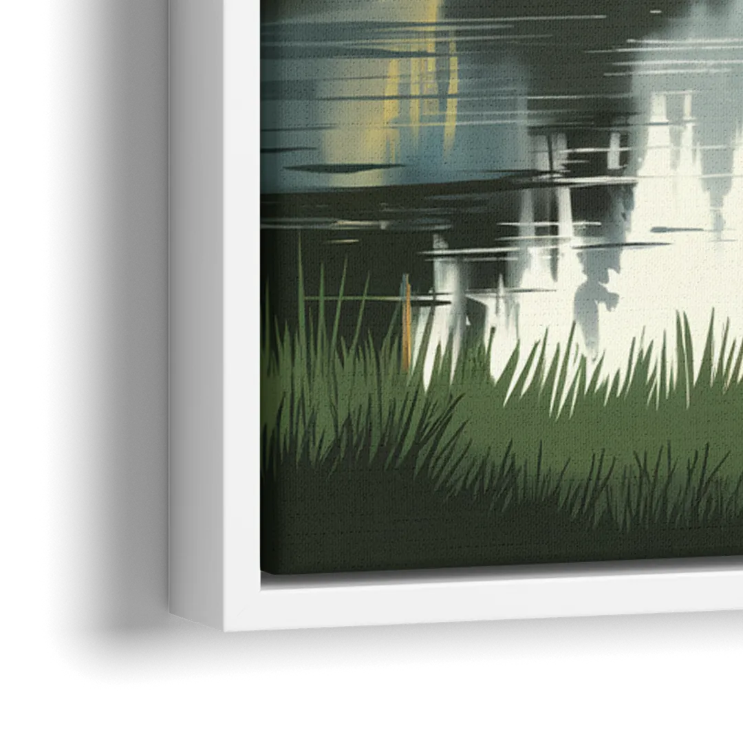 Ontario Lake Reflections - Close-Up White Frame Canvas
