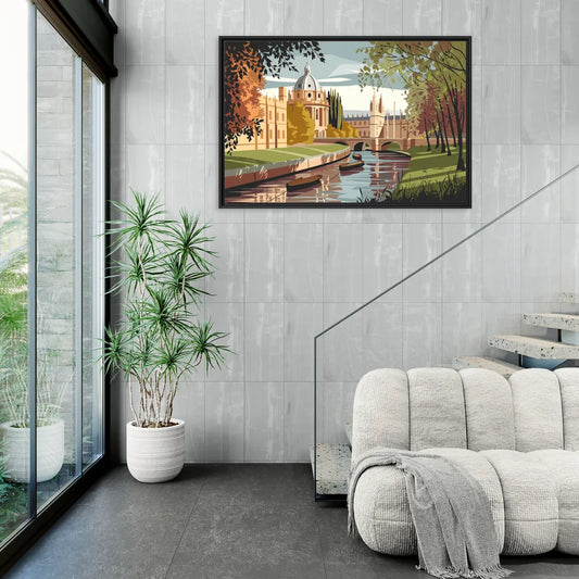 Oxford River Thames View - Living Room Black Frame Canvas