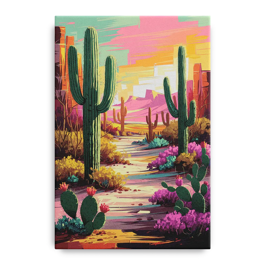 Tombstone Cactus Landscape - Canvas Wall Art