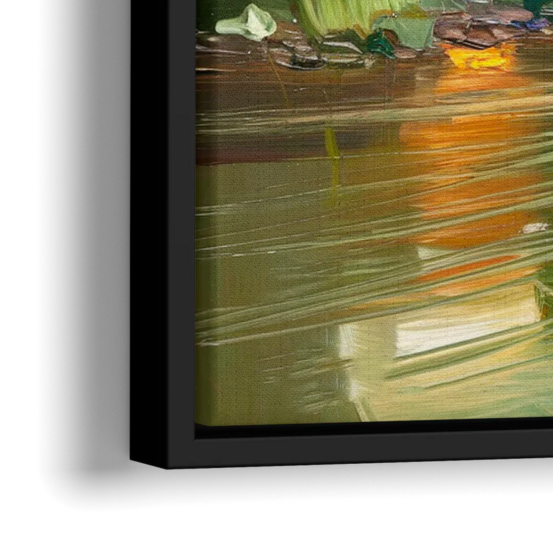 Ashland Riverfront Scene - Close-Up Black Frame Canvas