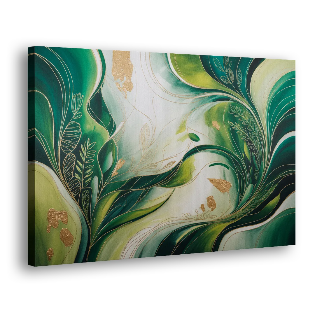 Lush Verdant Harmony Green Abstract - Canvas Print Art Sides