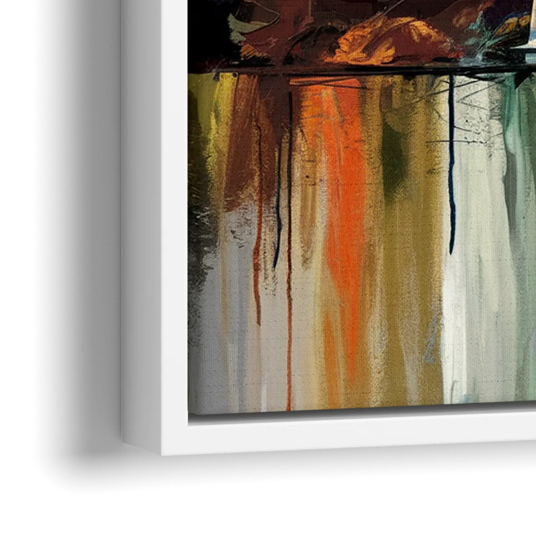 Seattle Skyline Panorama - Close-Up White Frame Canvas