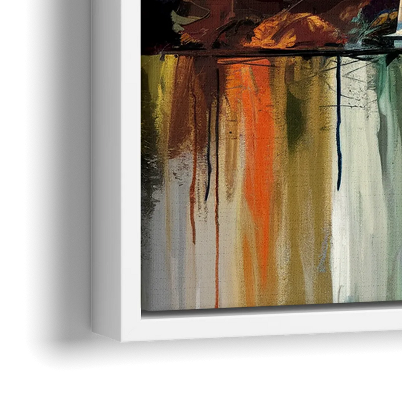 Seattle Skyline Panorama - Close-Up White Frame Canvas