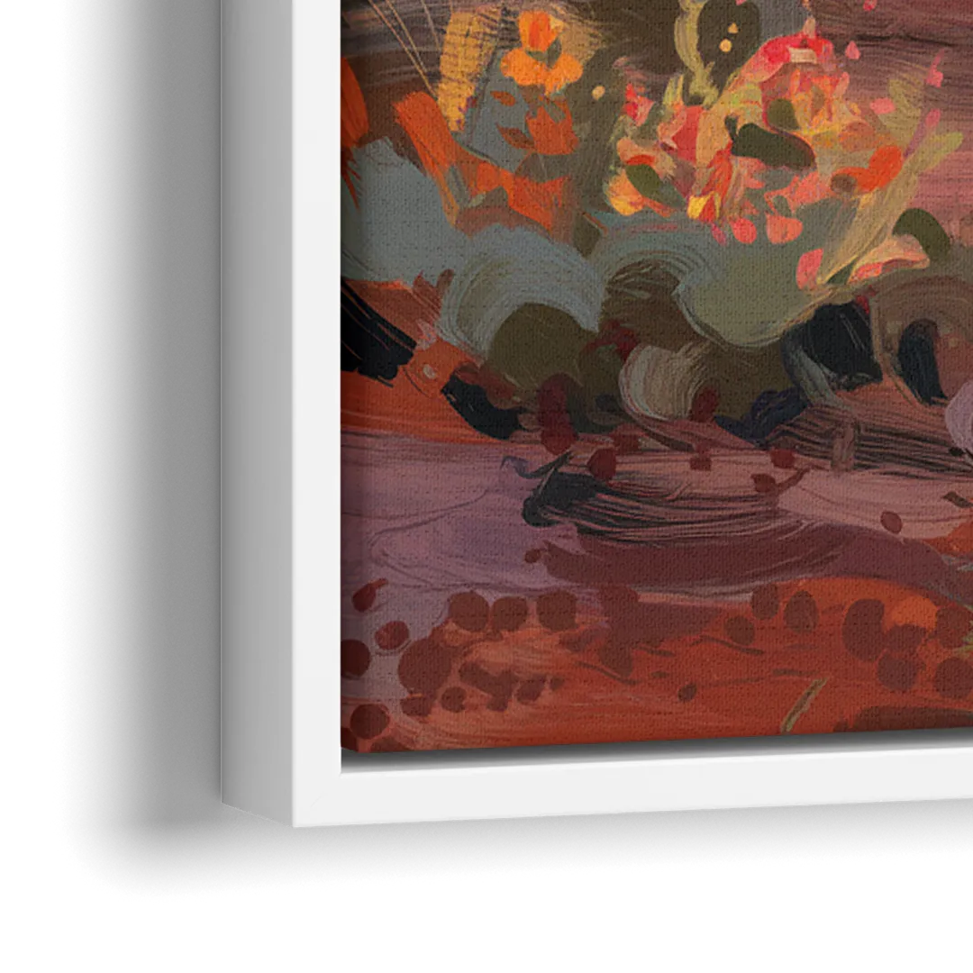 Sedona Desert Bloom Scenery - Close-Up White Frame Canvas