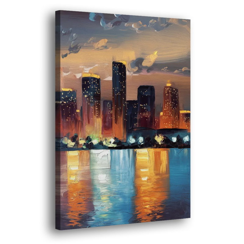 Houston Skyline Glow - Canvas Print Art Sides