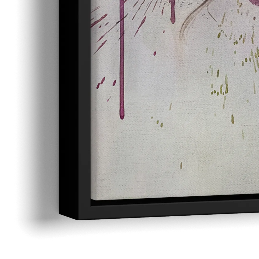 Boston Skyline in Watercolor - Close-Up Black Frame Canvas