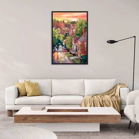 Springfield Neighborhood Charm - Living Room Black Frame Canvas
