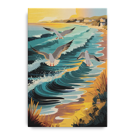 Cape May Seagulls in Flight - Canvas Wall Art