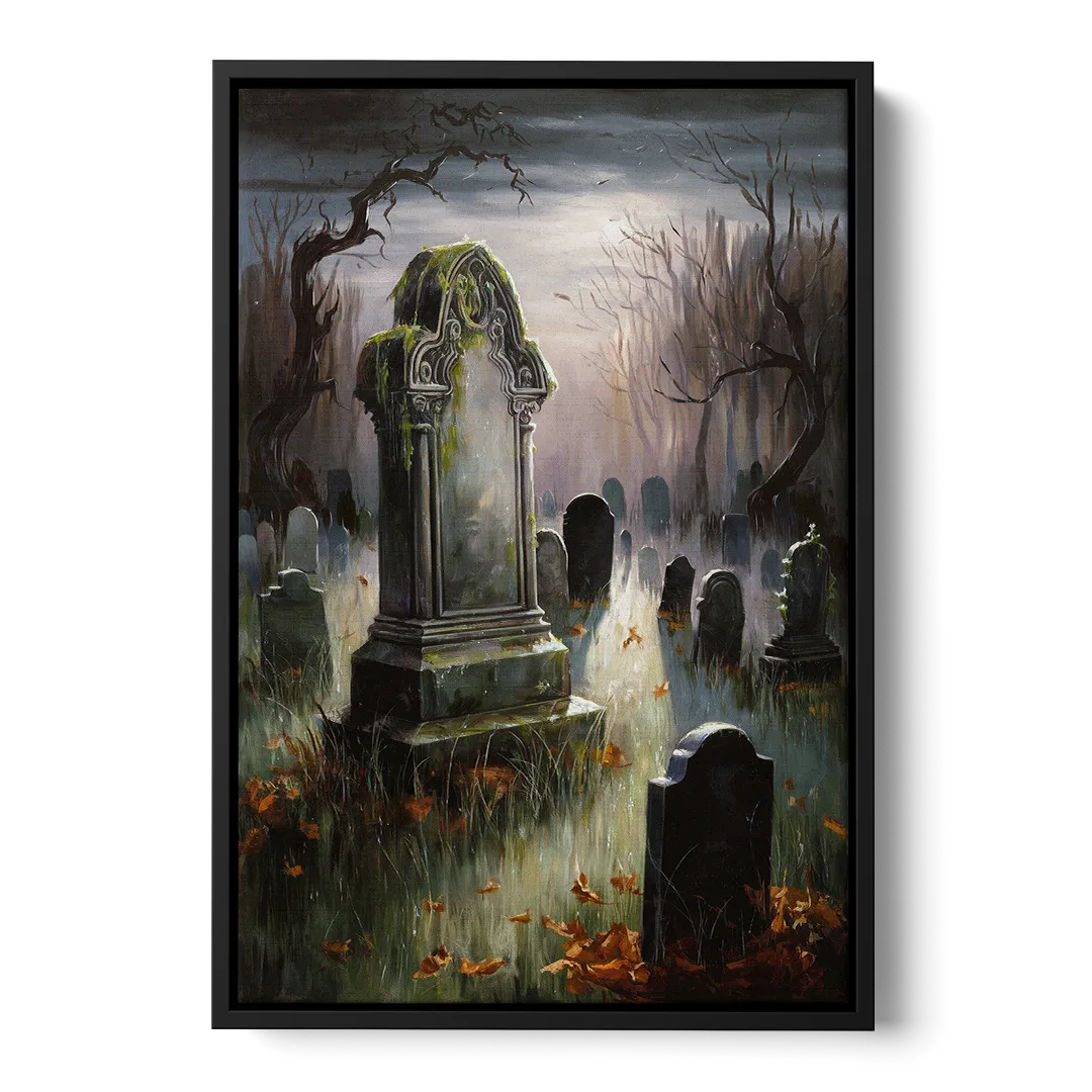 Tombstone Eerie Twilight - Black Frame Canvas