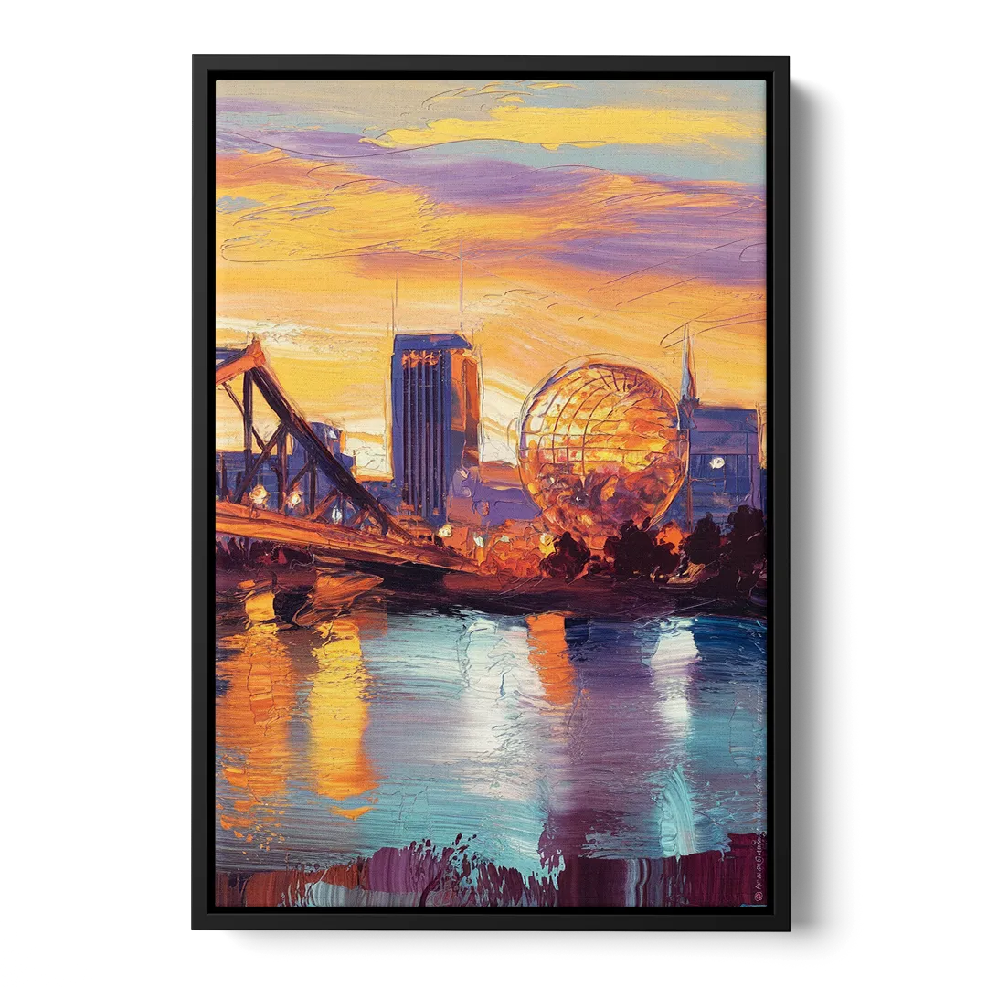 Knoxville Skyline Sunset - Black Frame Canvas
