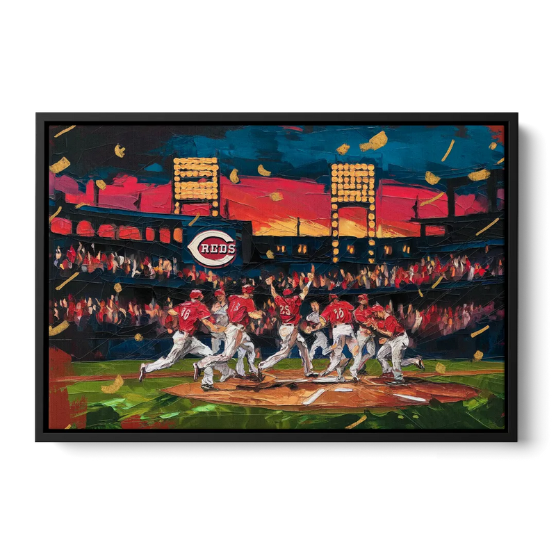 Cincinnati Reds Historic Moments - Black Frame Canvas