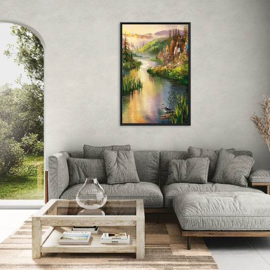 Spokane Scenic River - Living Room Black Frame Canvas