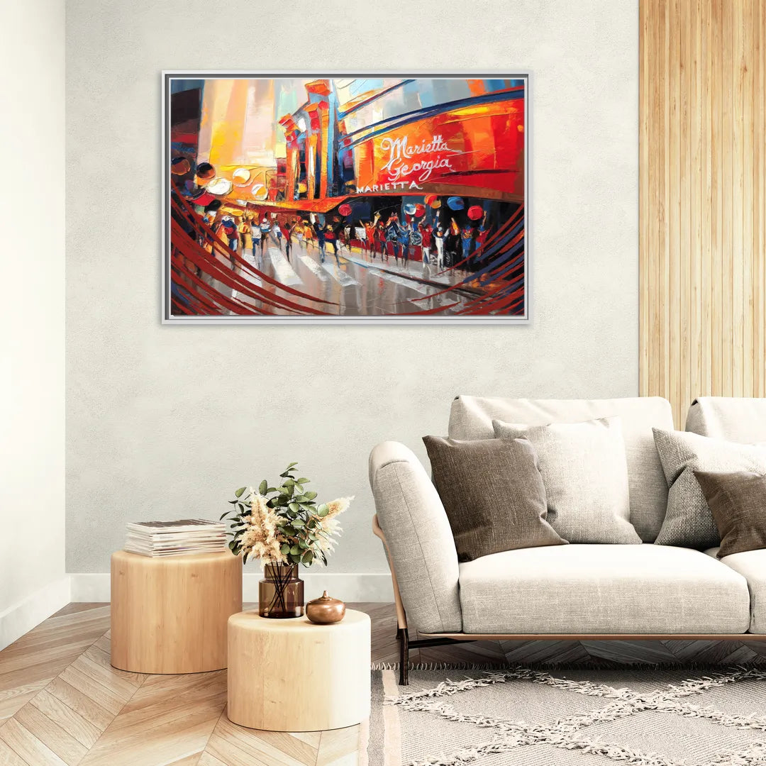 Marietta Braves Fan Tribute - Living Room White Frame Canvas