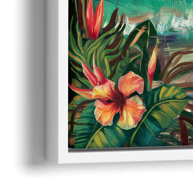 Galveston Tropical Paradise - Close-Up White Frame Canvas