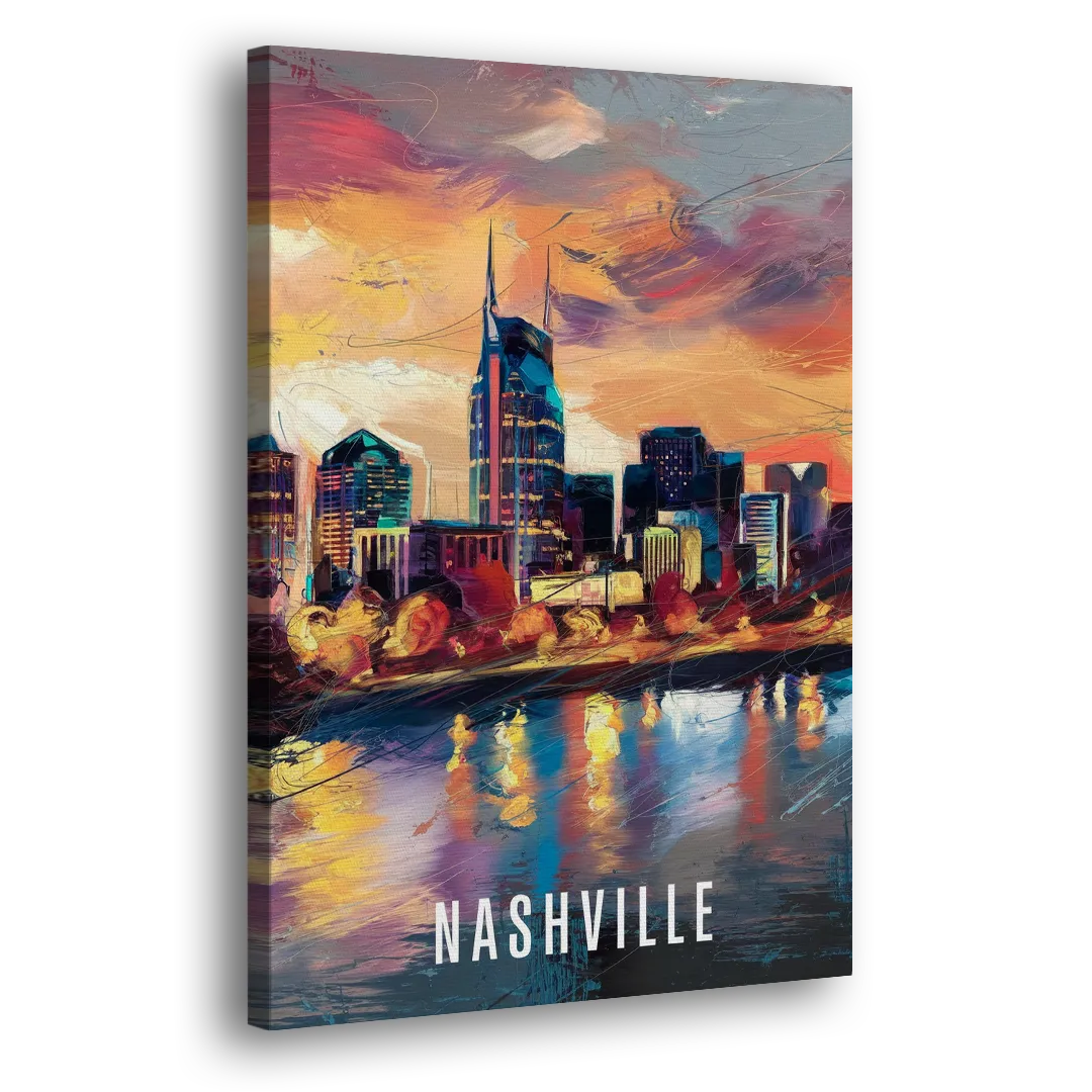 Nashville Artistic Skyline - Canvas Print Art Sides