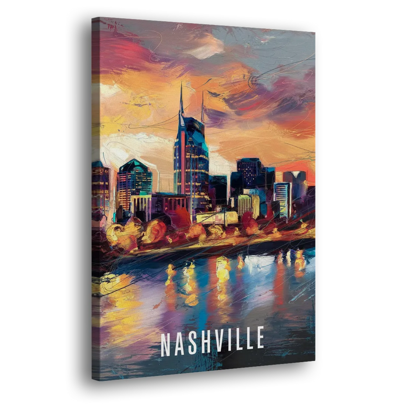 Nashville Artistic Skyline - Canvas Print Art Sides