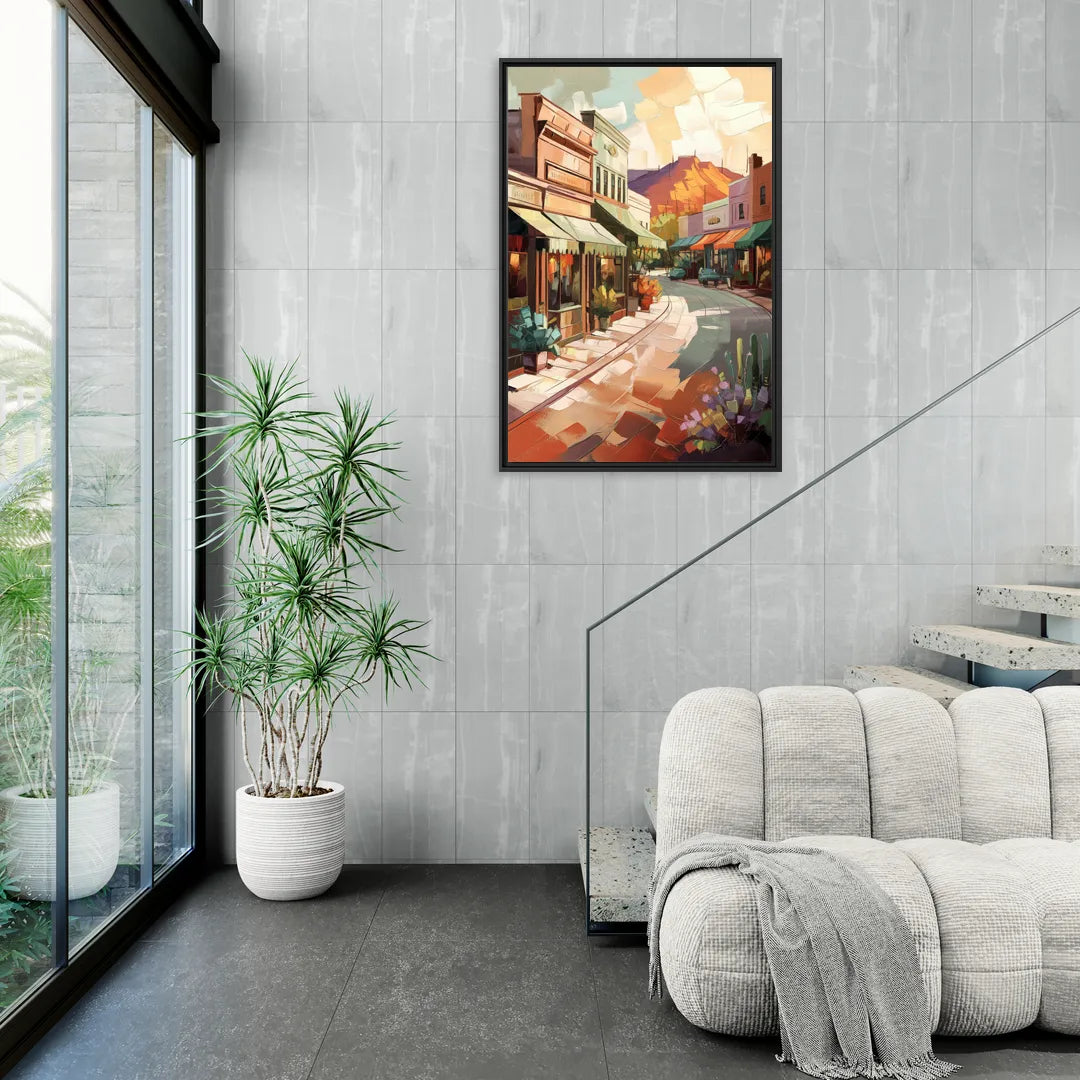 Bisbee Historic Streetscape - Living Room Black Frame Canvas
