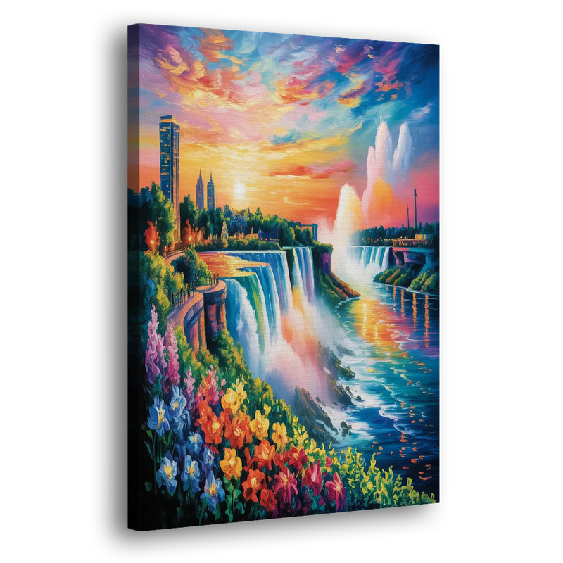 Niagara Falls Sunset Glow - Canvas Print Art Sides