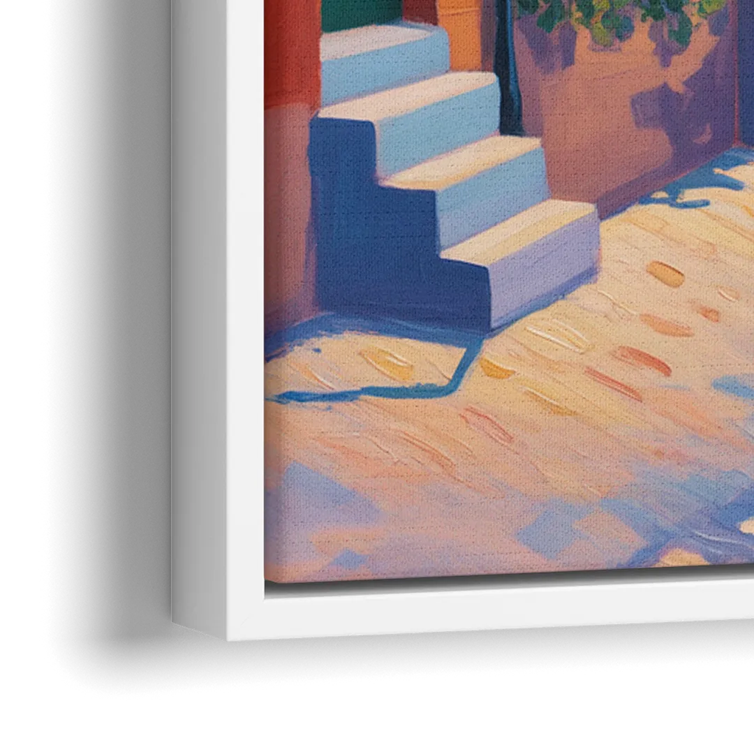 Old Quebec Streets - Close-Up White Frame Canvas