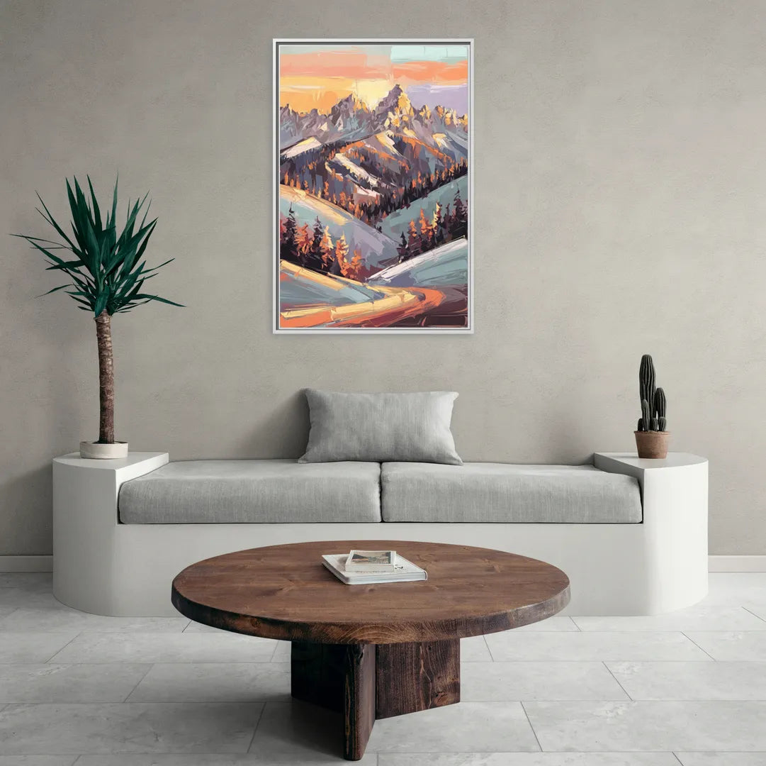 Park City Sunrise Panorama - Living Room White Frame Canvas