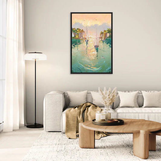 Dunedin Harbor View - Living Room Black Frame Canvas