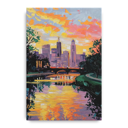 Augusta Sunset Over Skyline - Canvas Wall Art