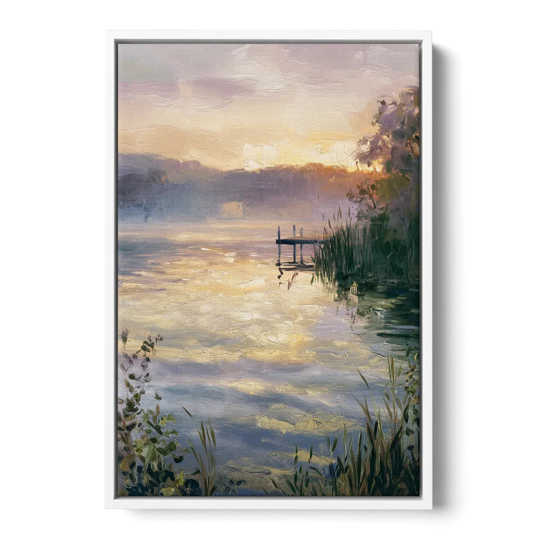 New Hope Waterfront Serenity - White Frame Canvas