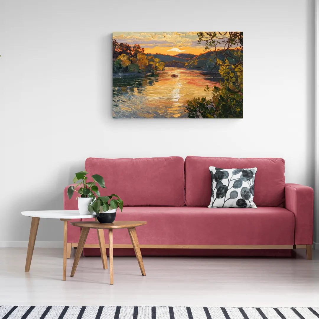 New Hope Delaware River Sunset - Canvas Wall Art Living Room