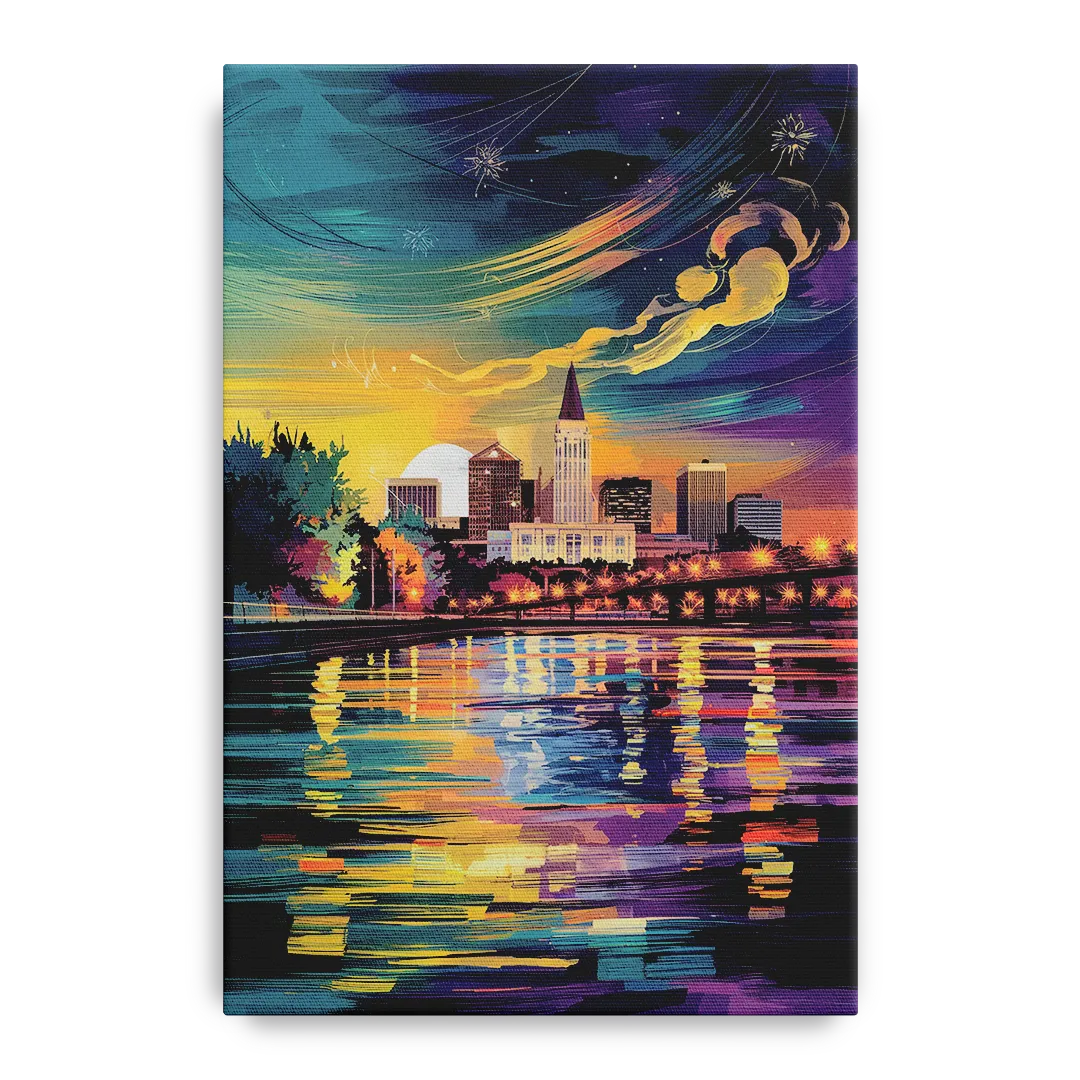 New Orleans Cityscape Reflections - Canvas Wall Art