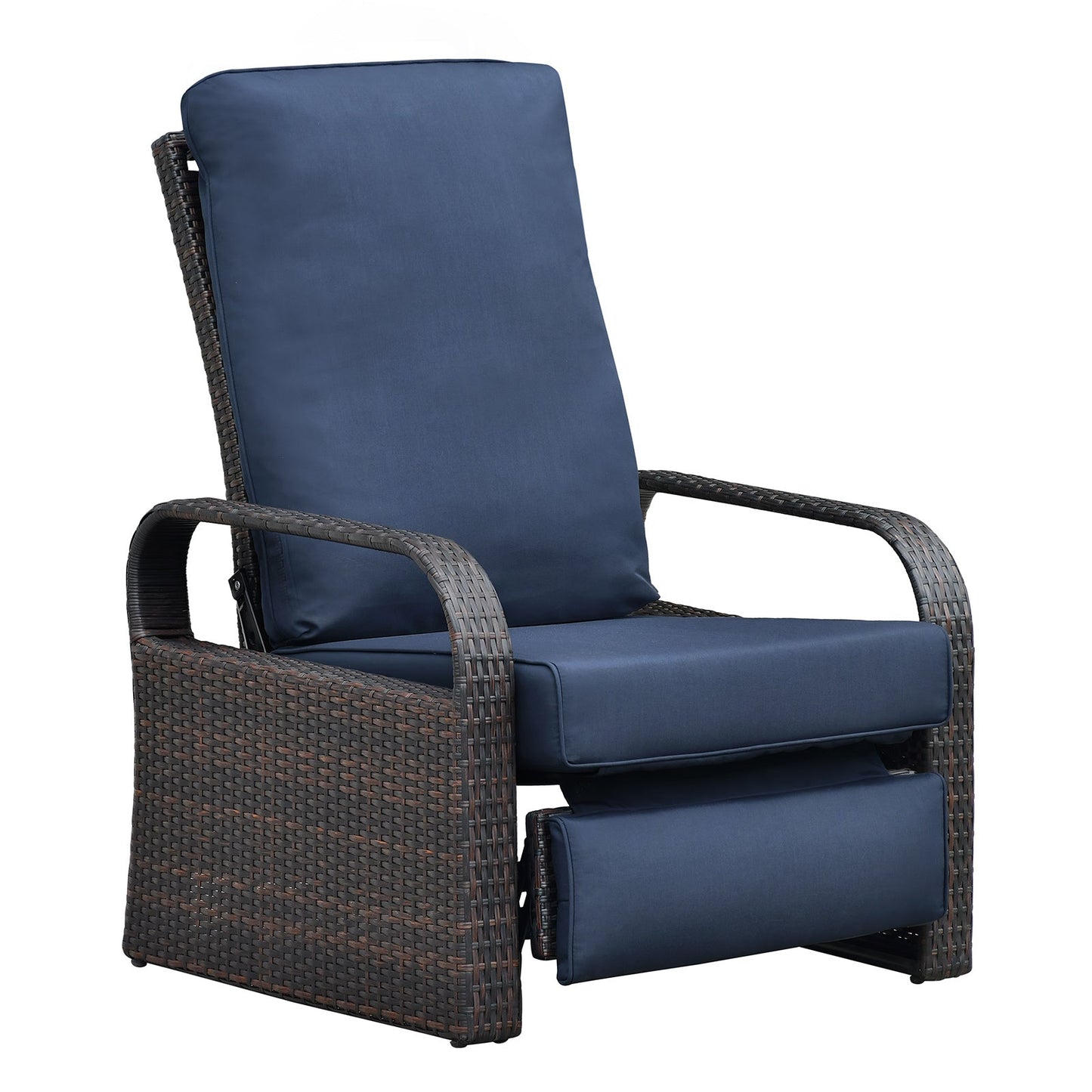 Outdoor Wicker Recliner – Adjustable Patio Lounge Chair with Cushions