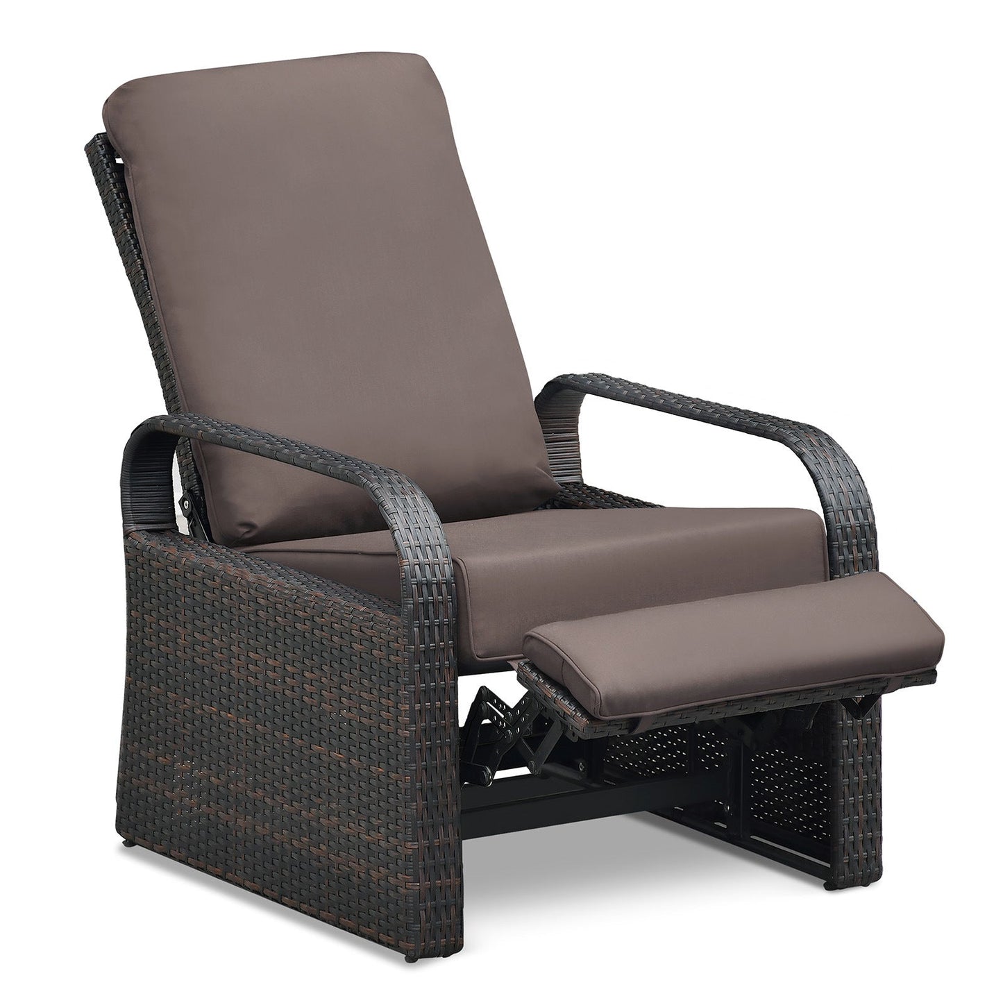 Outdoor Wicker Recliner – Adjustable Patio Lounge Chair with Cushions