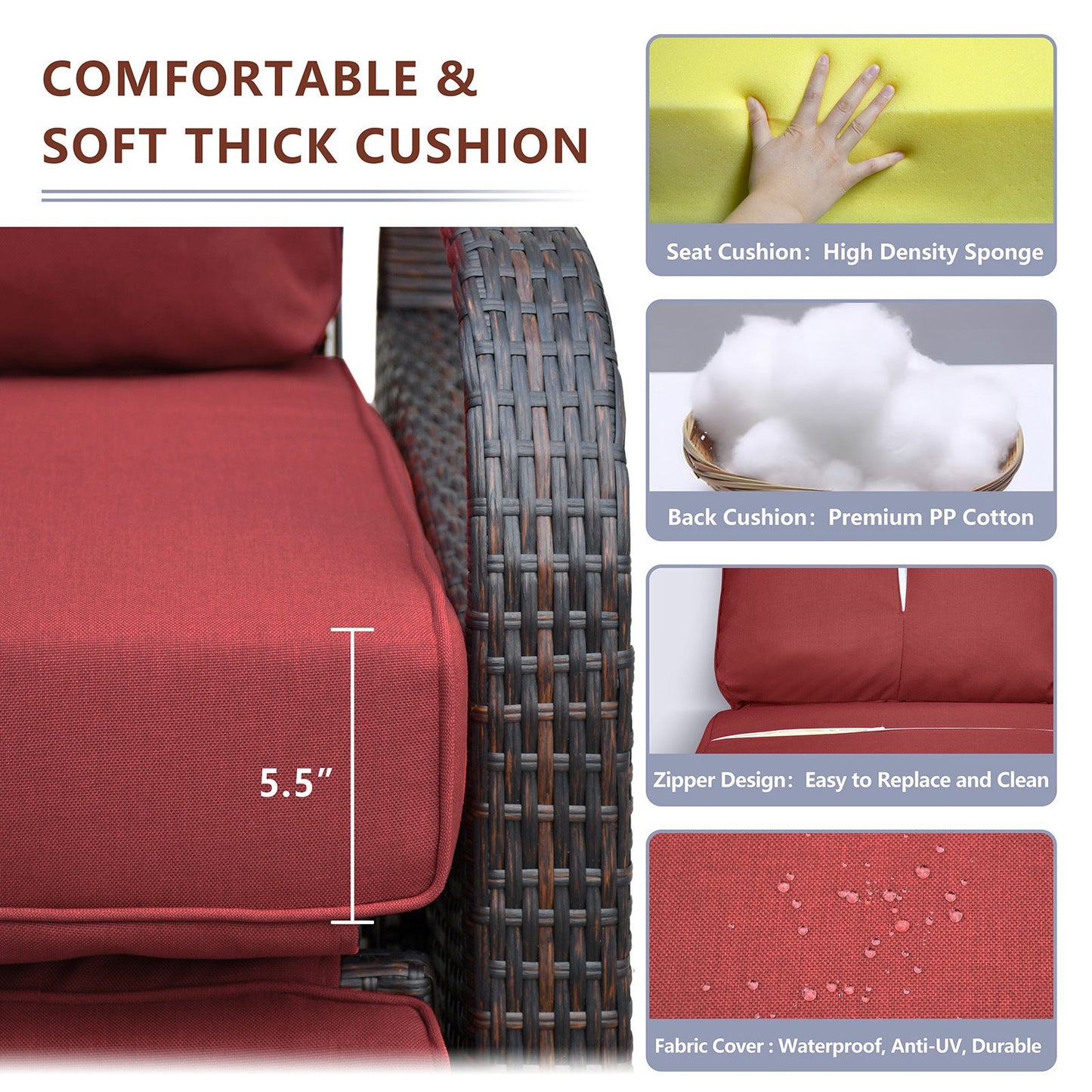 Outdoor Wicker Recliner – Adjustable Patio Lounge Chair with Cushions