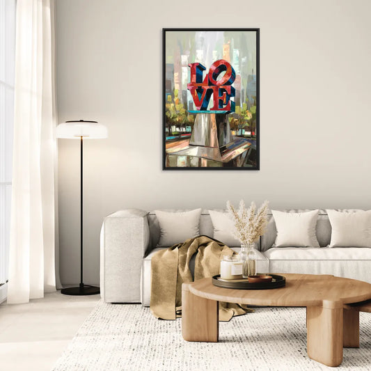 Philadelphia Love Sculpture - Living Room Black Frame Canvas