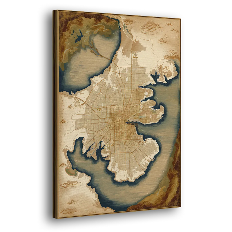 Charleston Map Design - Canvas Print Art Sides