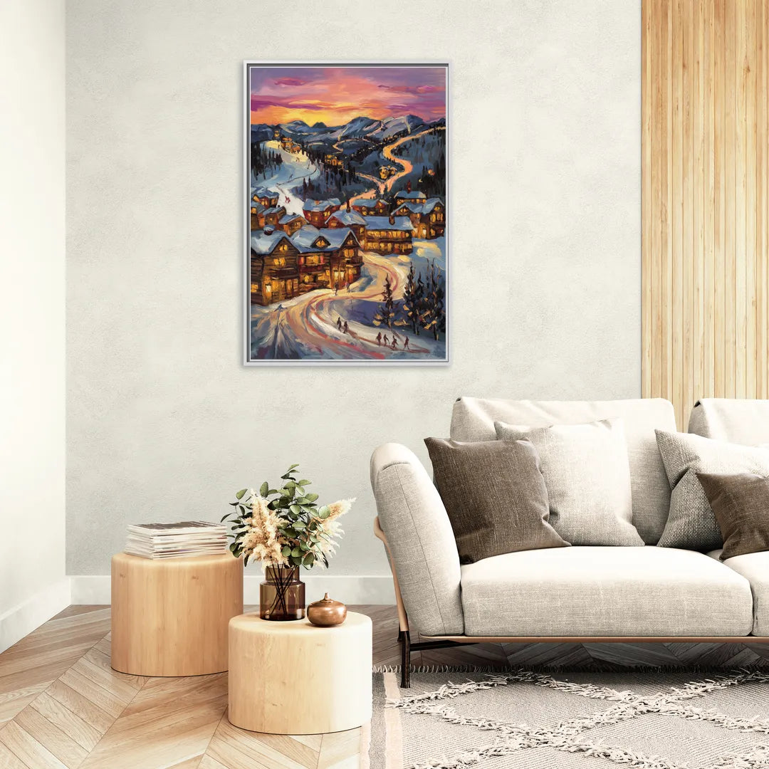 Park City Sunset Glow - Living Room White Frame Canvas