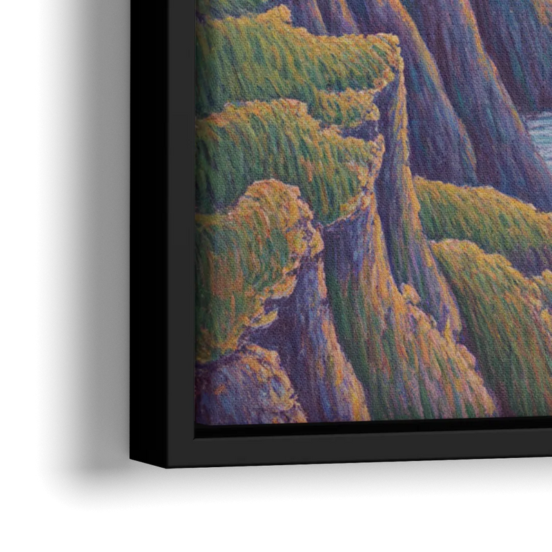 Coastal Cliffs of Newfoundland - Close-Up Black Frame Canvas